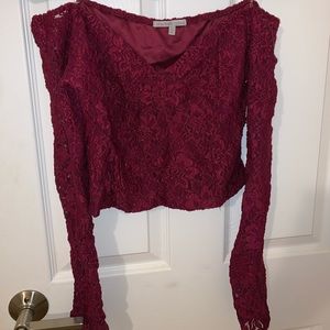Maroon off the shoulder shirt